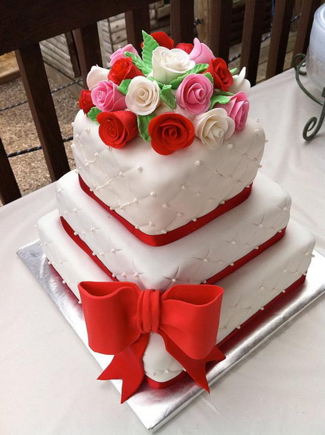 Rose Bridal Shower Cake - Decorated Cake by Marcie Allen - CakesDecor