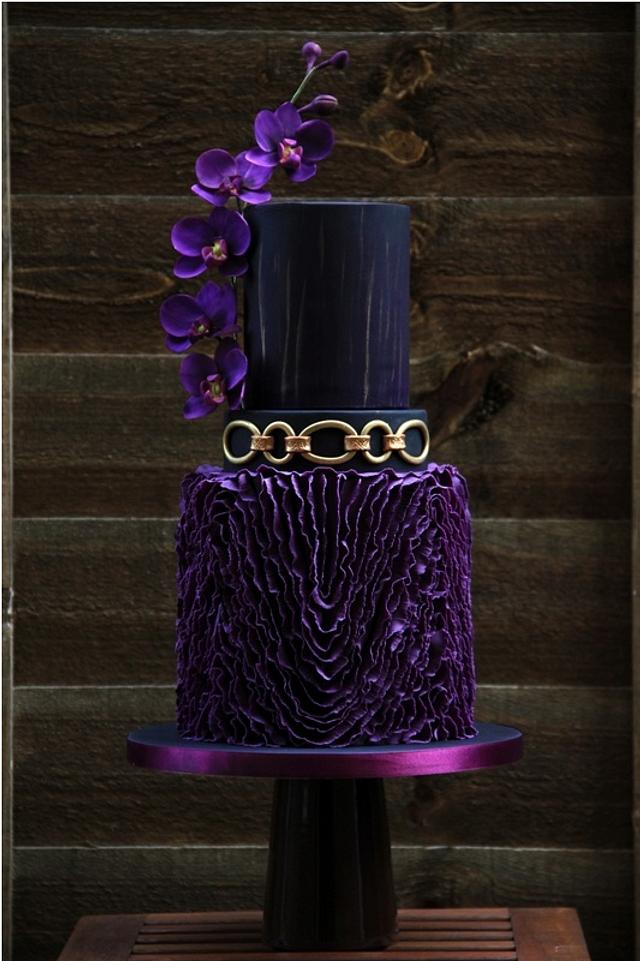 purple, black and gold wedding cake - Cake by beth - CakesDecor