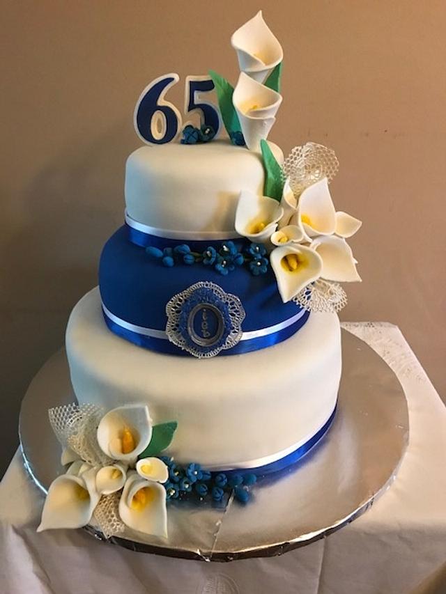 Ice, Ice, Tracey - Wow - 65th Wedding Anniversary (Blue Sapphire), what an  incredible milestone and an honour to be asked to create this cake for my  friend's parents. There were so