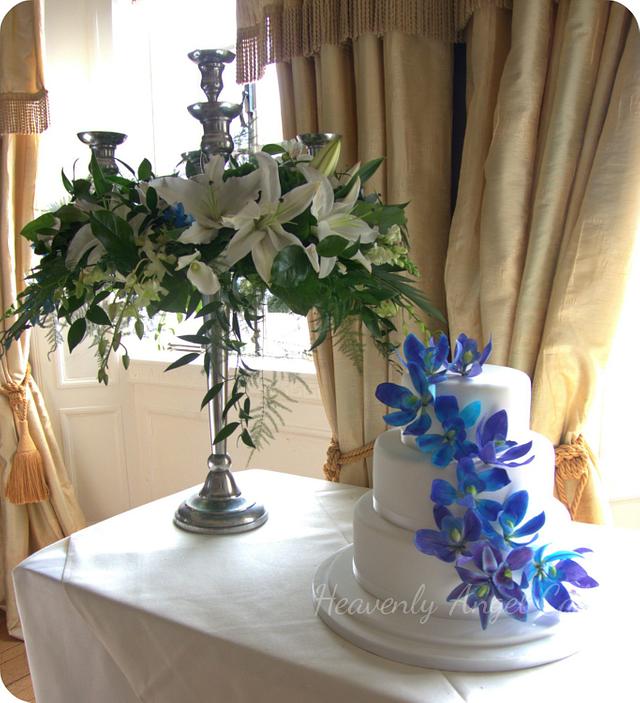 A blue dendrobium Wedding - Cake by Heavenly Angel Cakes - CakesDecor