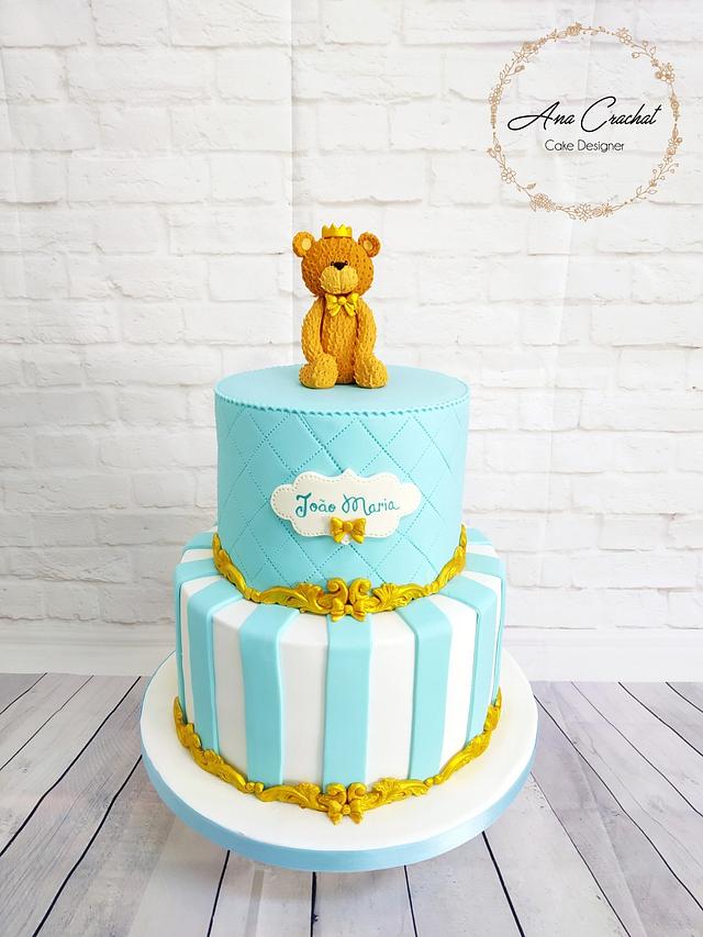 Teddy Bear Baptism Cake - Decorated Cake by Ana Crachat - CakesDecor