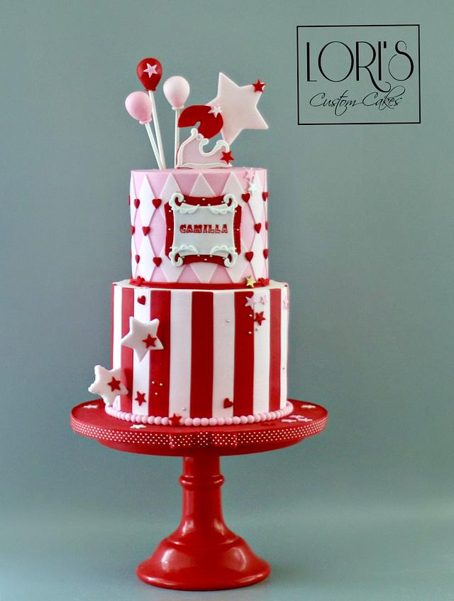 circus themed tiered cake made with buttercream and sprinkles : r/Baking