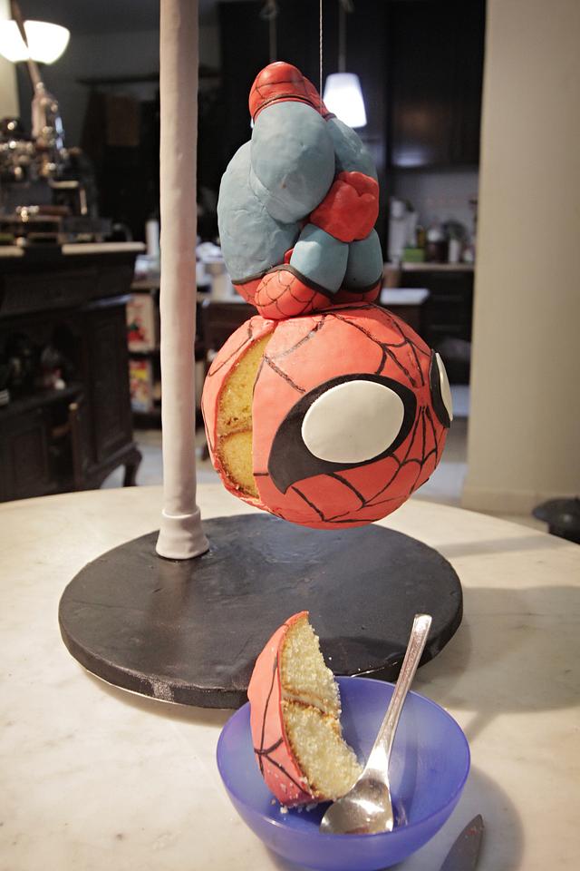 Hanging Spider-Man cake