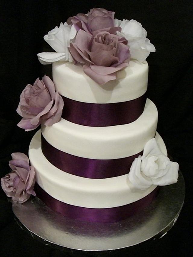 3 Tiered Purple Wedding Cake - Decorated Cake by Amanda - CakesDecor