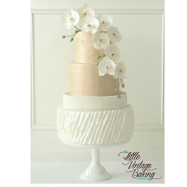 Orchids, Pearls and Ruffles - Decorated Cake by Ashley - CakesDecor