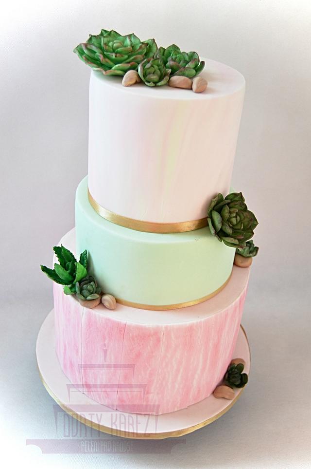 Succulent Wedding Cake Decorated Cake By Lenka Budinova Cakesdecor 