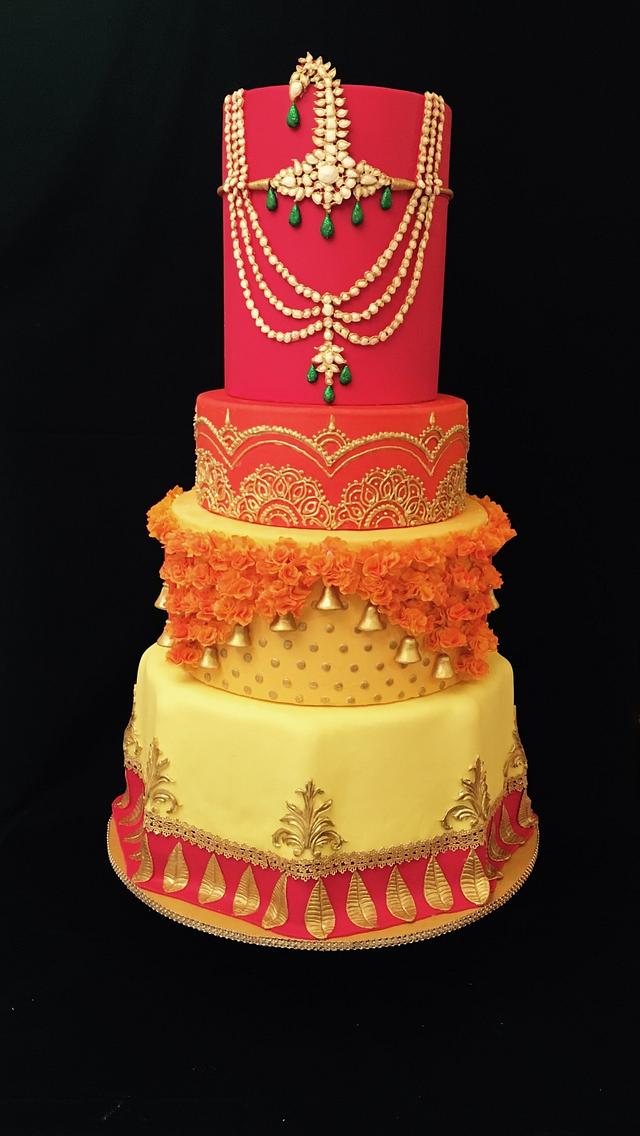 Henna ceremony cake for an Indian wedding - Cake by The - CakesDecor