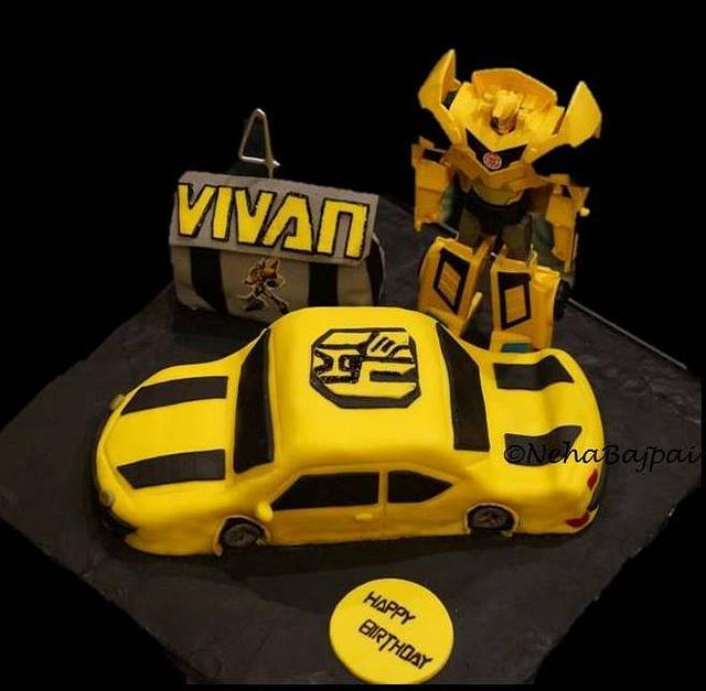 Bumblebee Transformer Car Cake - Decorated Cake by Neha - CakesDecor