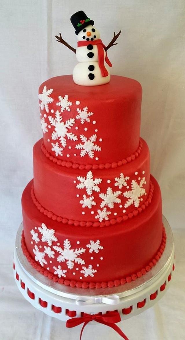 Snowflake/snowman Cake - Cake by Christie's Custom - CakesDecor