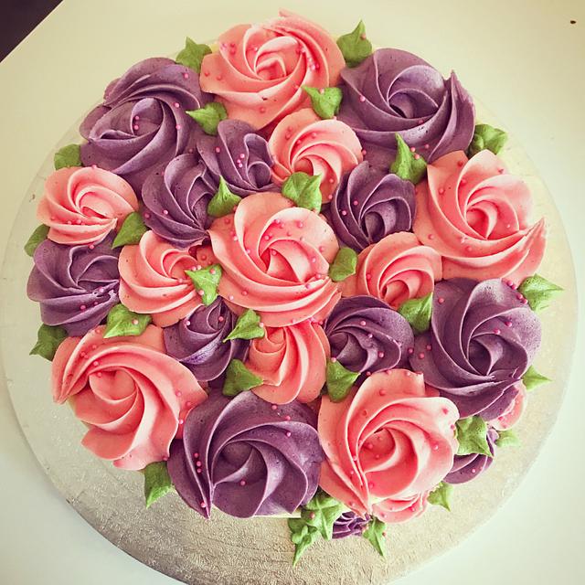 Pretty Rose Cake - Decorated Cake by Cutsie Cupcakes - CakesDecor