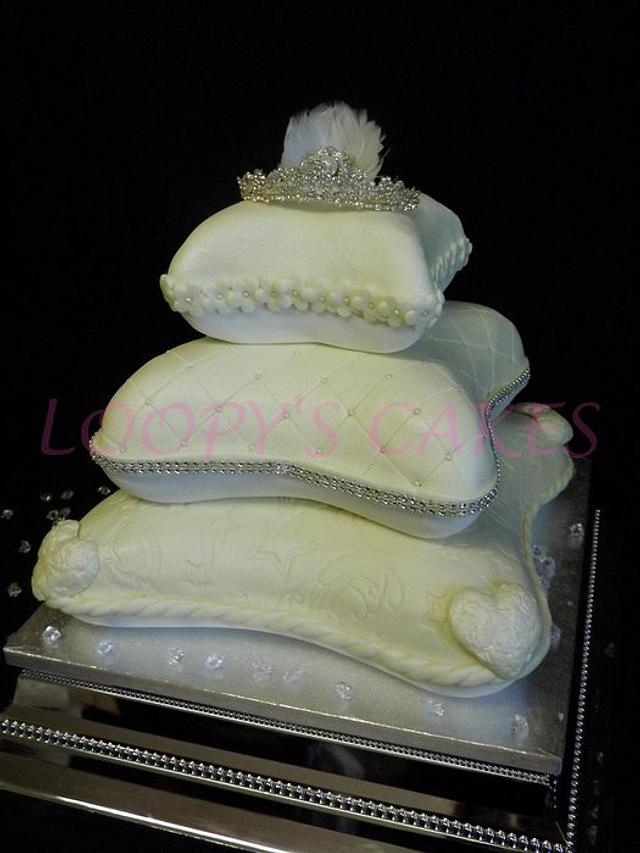 Pillow Wedding Cake Decorated Cake by Loopy CakesDecor