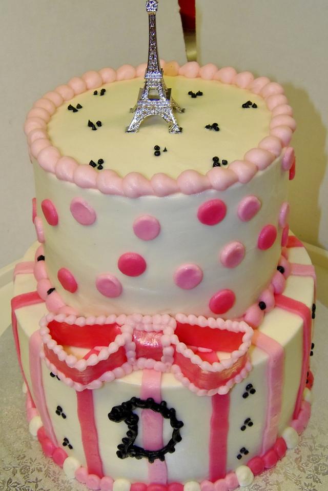 Pink Buttercream eiffel tower cake - Decorated Cake by - CakesDecor