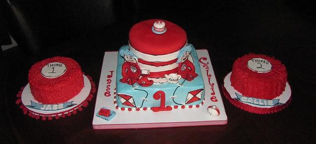 Dr. Suess Cat in the Hat with Thing 1 and Thing 2 Smash Cakes