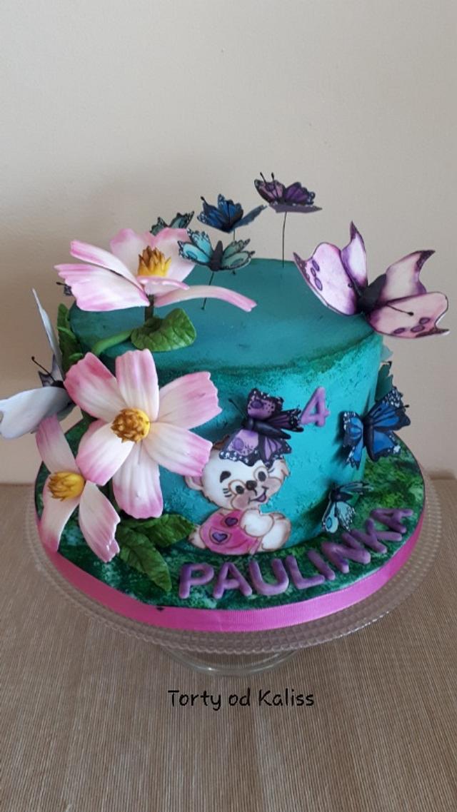 Happy cake with butterflies - Cake by Kaliss - CakesDecor