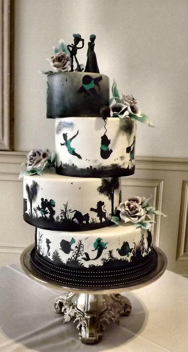 Disney Silhouette Wedding Cake - Cake by Storyteller - CakesDecor