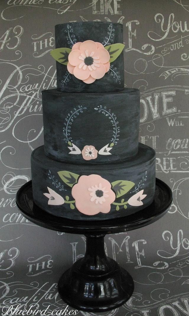 Floral Chalkboard cake Decorated Cake by Zoe Smith CakesDecor