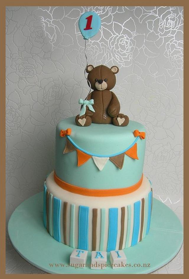 Teddy Stripe Cake For Baby Tai Staying At Ronald Mcdonald - Cakesdecor