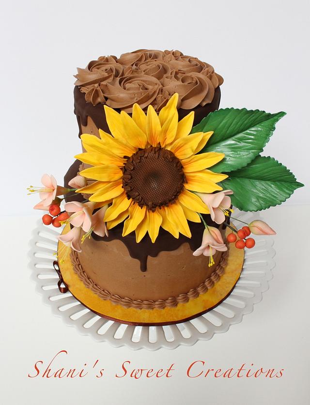 Sunflower & Chocolate Decorated Cake by Shani's Sweet CakesDecor