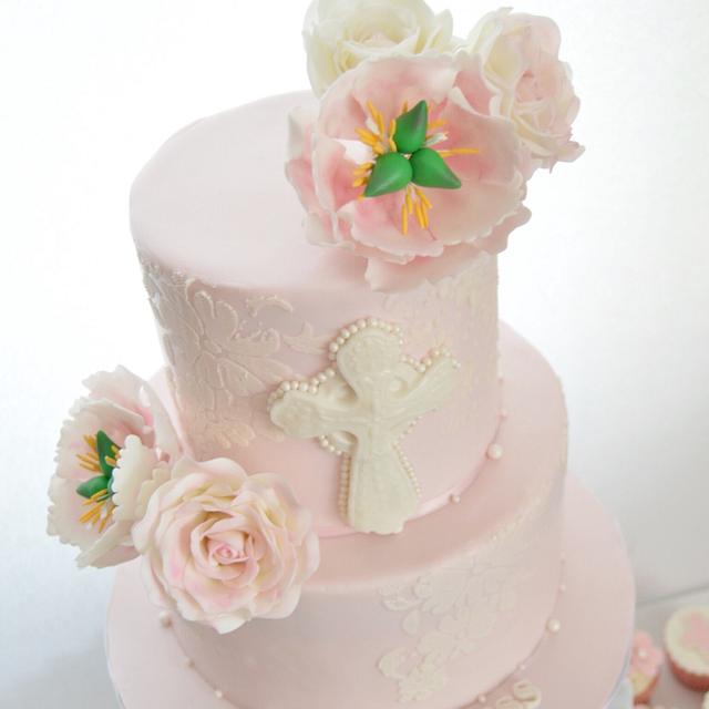 Pretty in Pink Baptism Cake - Cake by Jolirose Cake Shop - CakesDecor