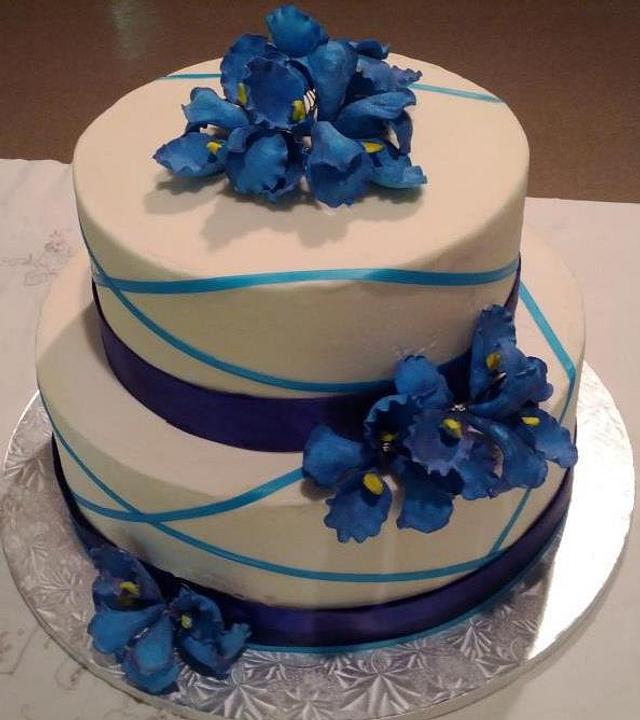 Iris sugar flower birthday cake Decorated Cake by CakesDecor