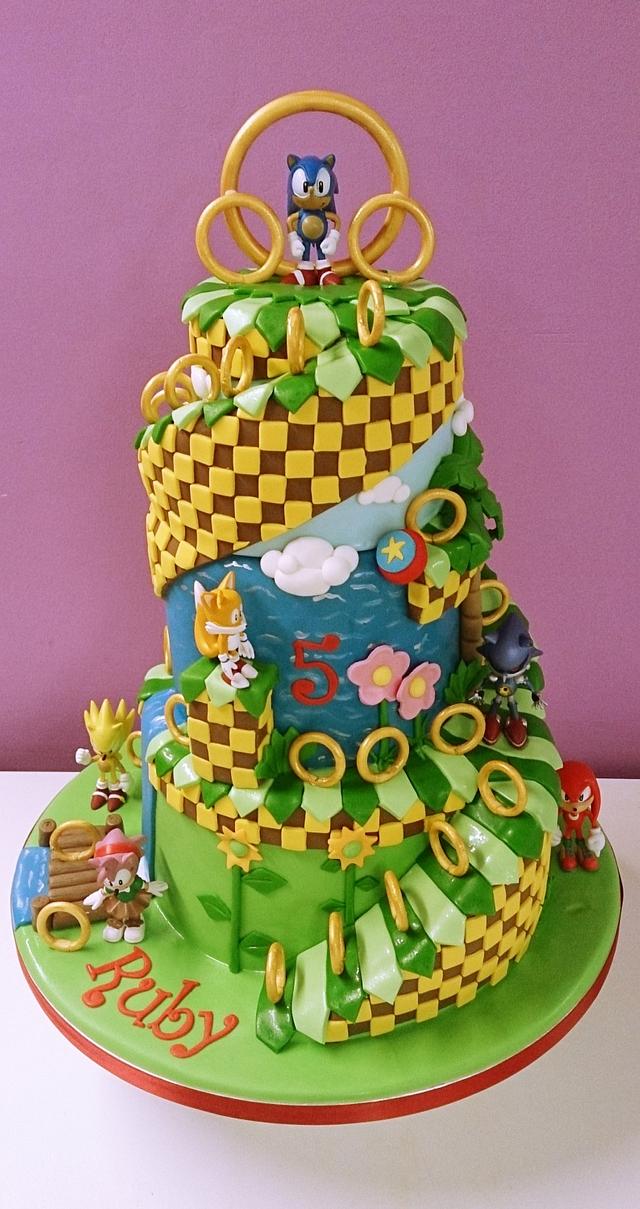 3 Tier Sonic The Hedgehog Cake - Decorated Cake by - CakesDecor