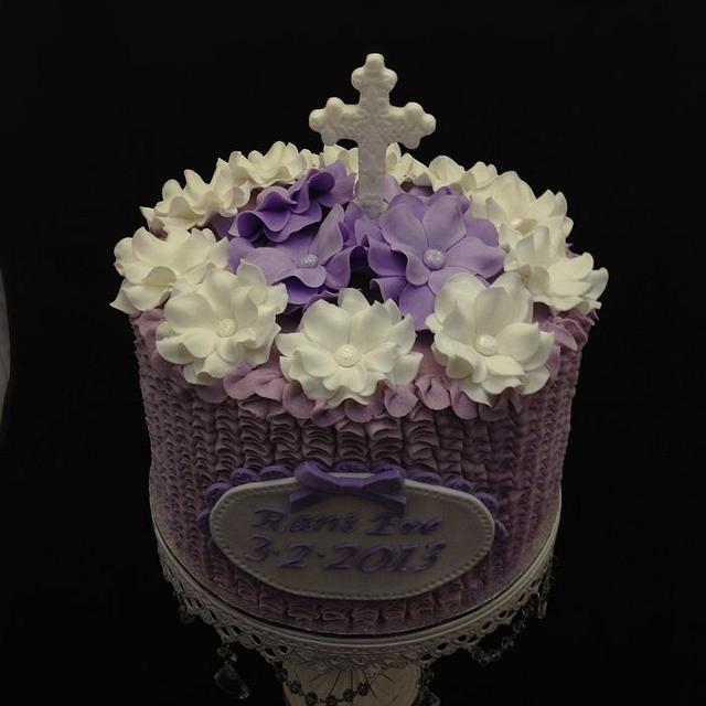 Buttercream Ruffle Christening cake Cake by CakesDecor