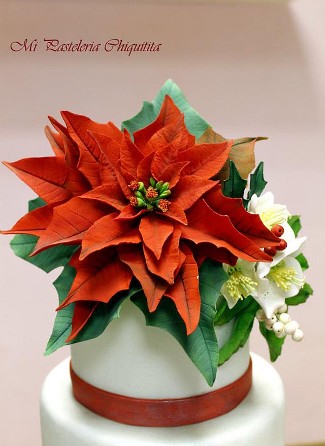 Christmas cake with poinsettia  Cake by Svetlana  CakesDecor