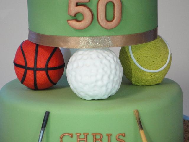 Multi Sports cake - golf, hockey, tennis, basketball, table tennis and horse racing