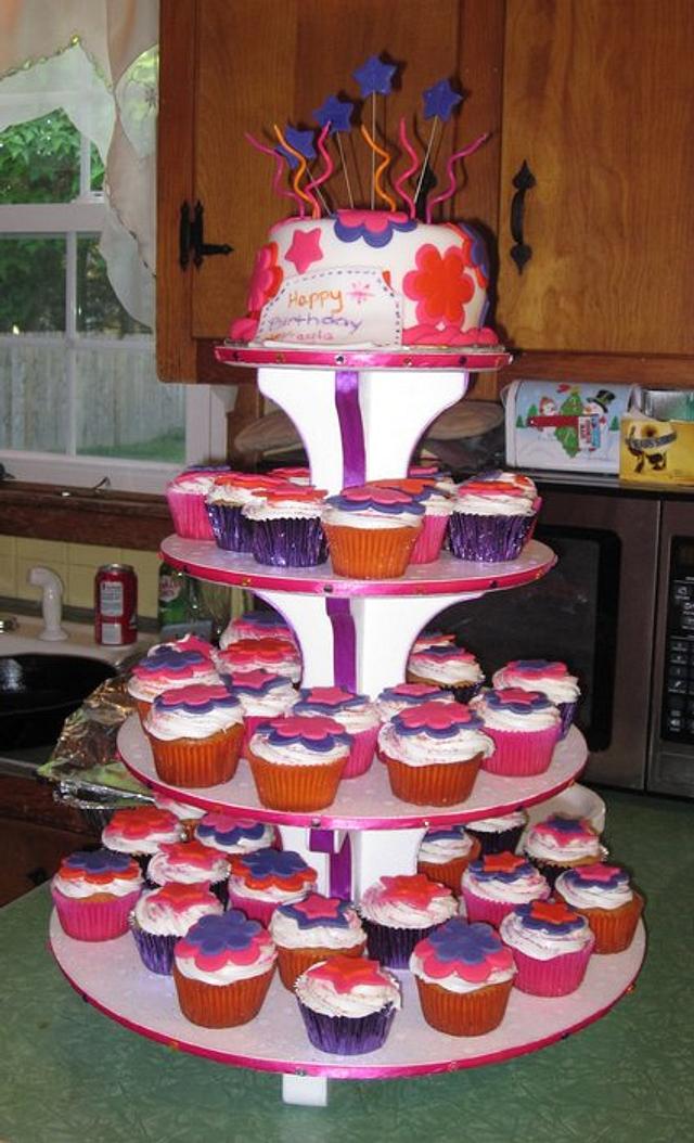 Birthday Cupcake Tower Decorated Cake by Kimberley CakesDecor
