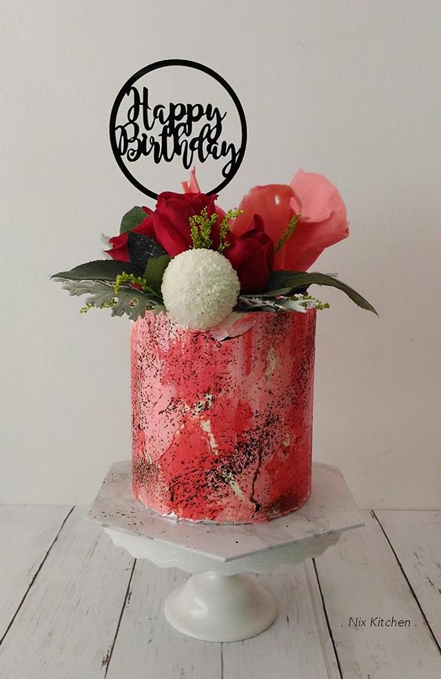 Watercolor Buttercream with paint splatter - Decorated - CakesDecor