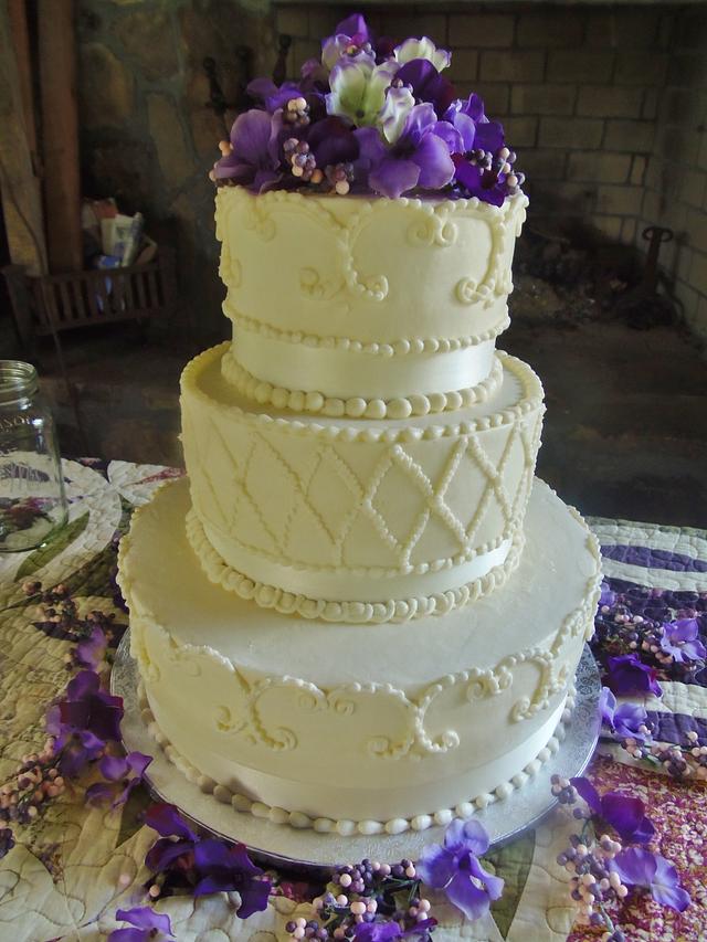 Vintage buttercream wedding cake - Decorated Cake by - CakesDecor