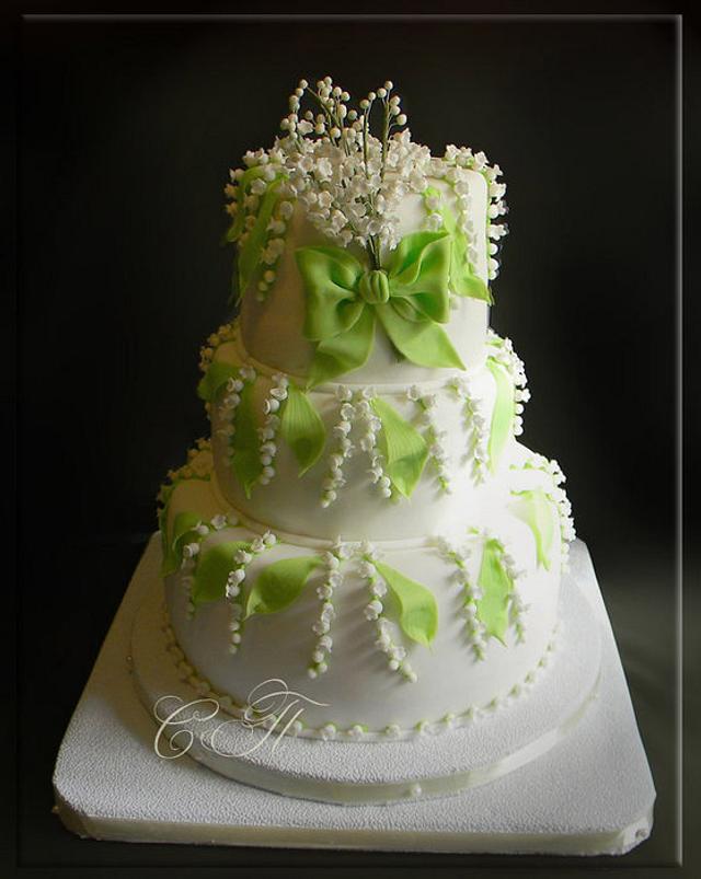 Wedding cake with lilies of the valley - Decorated Cake - CakesDecor