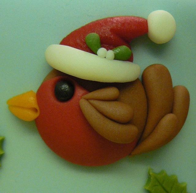 Robin and Santa mini Christmas Cake
