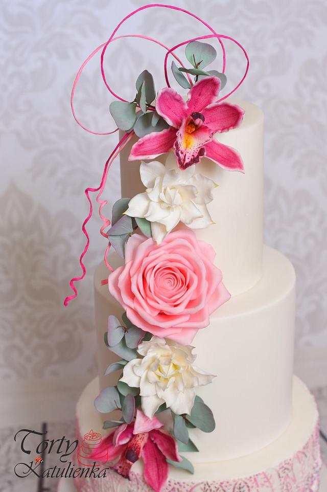 Wedding Cake with sugar flowers Cake by Cakes by CakesDecor Wedding Cake with sugar flowers Cake by Cakes by CakesDecor