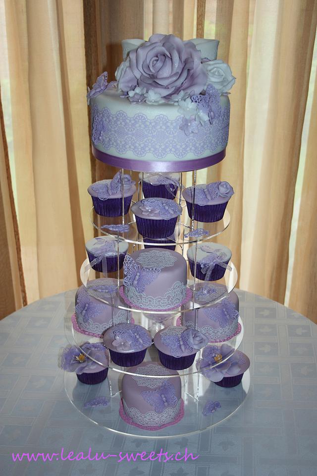 Cake Cupcakes And Petit Fours Stand Cake By Cakesdecor