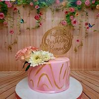 "Marbel cake with flowers"