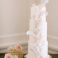 Subtly textured white sail cake