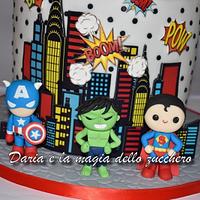 Baby superheroes cake