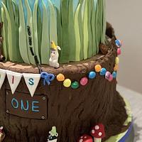 Woodlands 1st Birthday Cake Tree Trunk