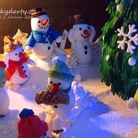 Snowman preparing for Christmas