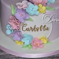 Pastel colours flowers cake