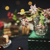 Traditional christmas cakes decorated with sugar flowers