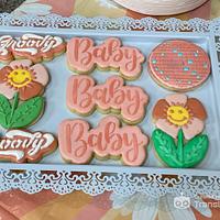 “Groovy Baby” Baby Shower Cake & Cookiess 