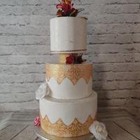 Gold lace Wedding Cake
