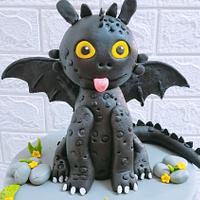 Toothless dragon cake