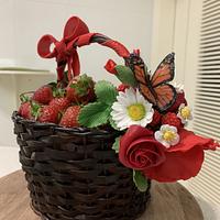 Fathers day basket of berries cake