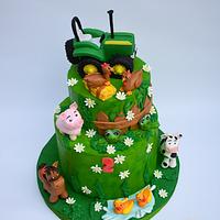 Farm cake with tractor