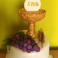 Communion cake with edible chalice 