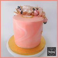 Peach themed floral cake