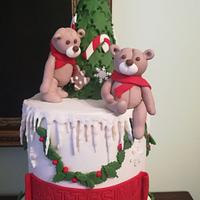 Christmas baptismal cake